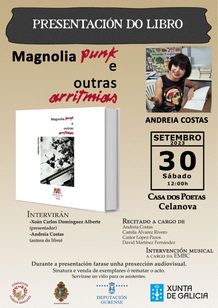 Presentación do libro MAGNOLIA PUNK E OUTRAS ARRITMIAS de Andreia Costa